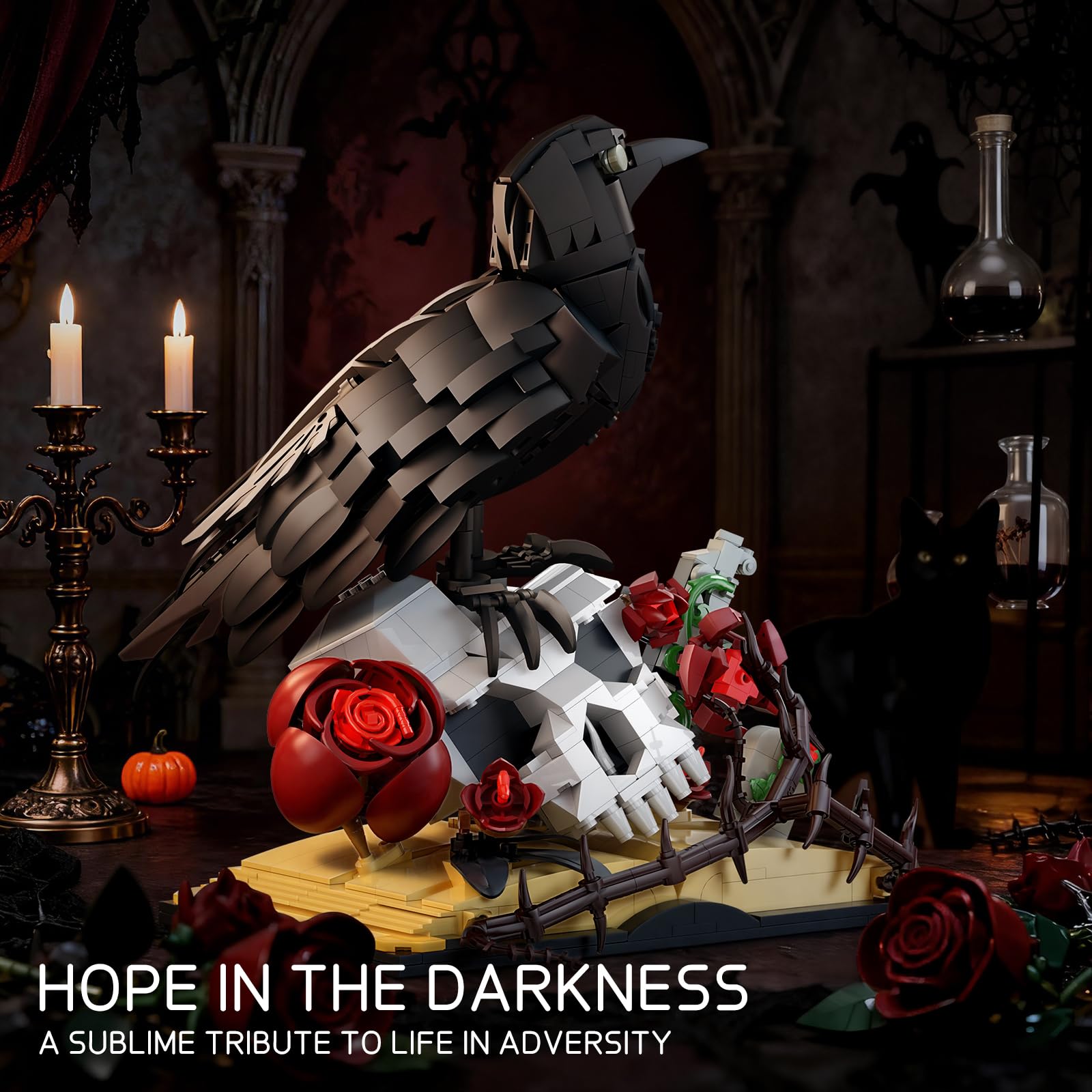 NECRO RAVEN– ダークゴシックオブジェ 死と闇を纏う“漆黒のレイヴン” Amazon.com: Gothic Raven & Skull Art Building Set, Skull Decor